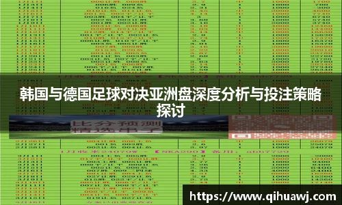 韩国与德国足球对决亚洲盘深度分析与投注策略探讨